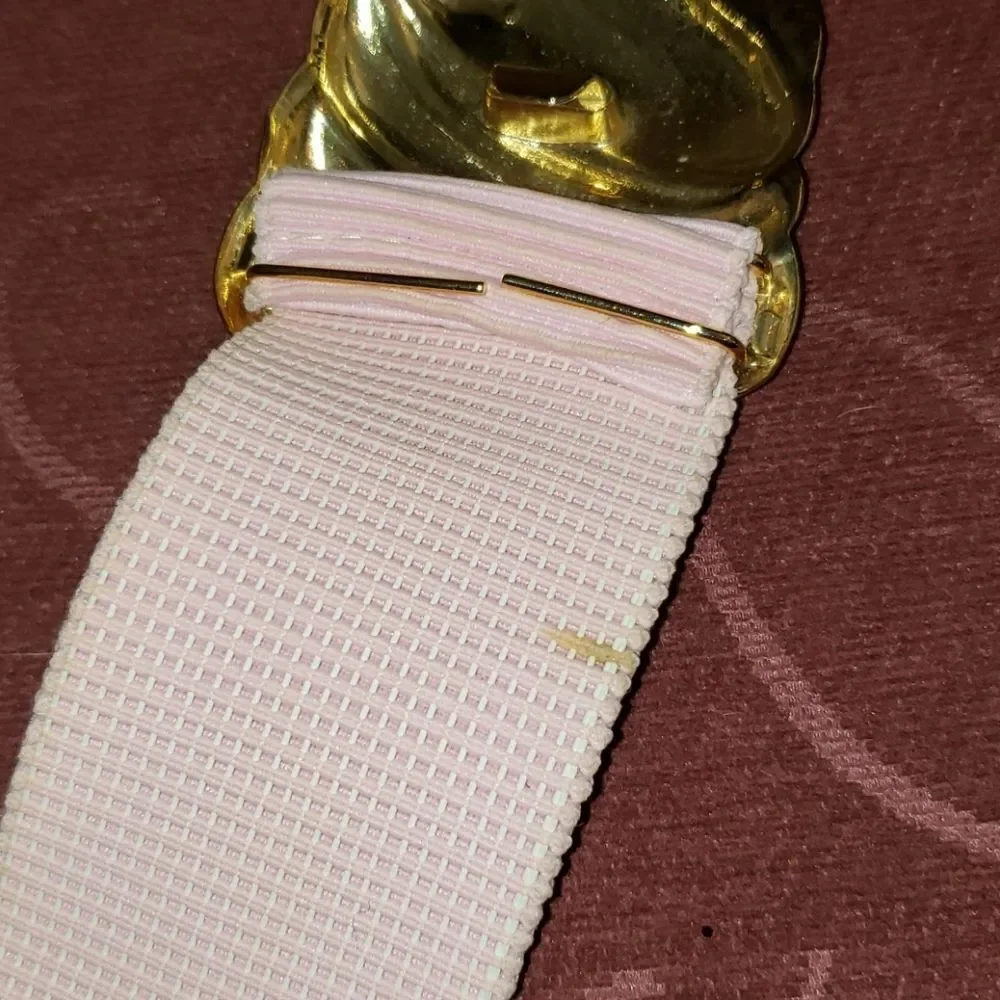 Goodheart Light Pink & Goldtone Stretchy Belt